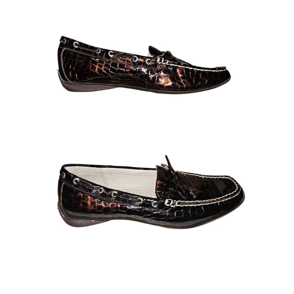 Sperry Top Sider‎ Brown Crocodile Pattern Loafers Women's 8.5